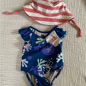 Tea Collection 3-6 Mo Swimsuit and Hat Set